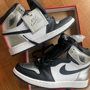 Nike Air Jordan 1 Black and Metallic Silver